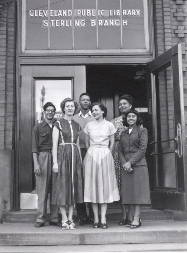 Historic photo of Sterling Branch with people standing out front